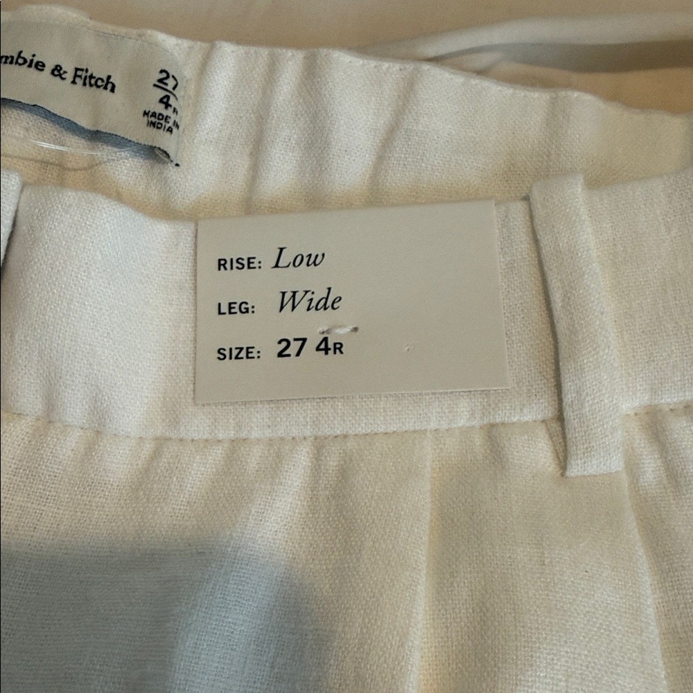 Abercrombie & Fitch Low Rise White Tailored Linen-Blend Wide Leg Pant Size 4 NWT - Picture 7 of 10